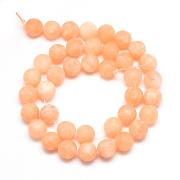 8-9MM Frosted Peach Orange Jade Beads-ONE Gemstone Bead Strand-Jewelry Craft NWT - Picture 2 of 2